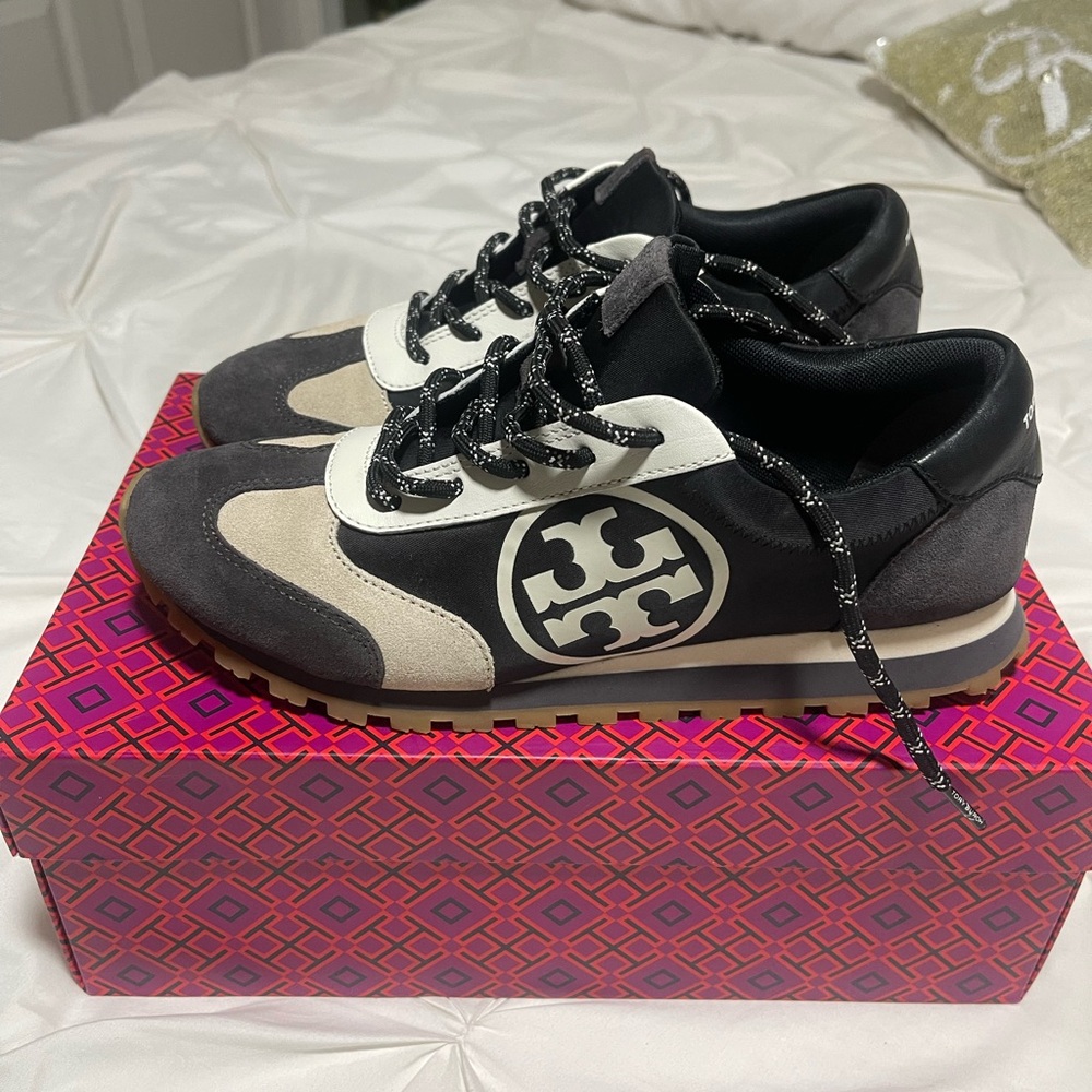 Tory Burch Black and Cream Sneakers